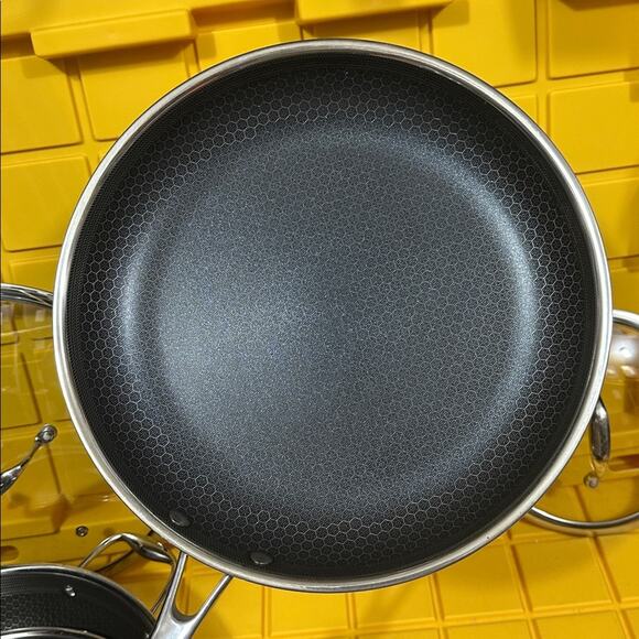 HEXCLAD 7 Piece Nonstick Stainless Steel Frying Pan Set 8 10 12" Lids Wok M $600 - Picture 5 of 10